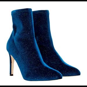 GIUSEPPE ZANOTTI BIMBA VELVET BLUE ANKLE BOOTS